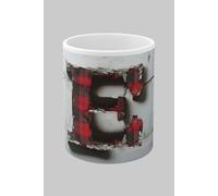 Simply Stunning Mugs Personalised Letter E & Name Mug with Textured Red Plaid 3D Design in White Simply Stunning Mugs White