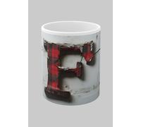 Simply Stunning Mugs Personalised Letter F & Name Mug with Textured Red Plaid 3D Design in White Simply Stunning Mugs White