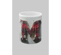 Simply Stunning Mugs Personalised Letter M & Name Mug with Textured Red Plaid 3D Design in White Simply Stunning Mugs White
