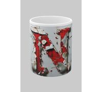 Simply Stunning Mugs Personalised Letter N & Name Mug with Textured Red Plaid 3D Design in White Simply Stunning Mugs White