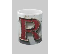 Simply Stunning Mugs Personalised Letter R & Name Mug with Textured Red Plaid 3D Design in White Simply Stunning Mugs White