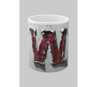 Simply Stunning Mugs Personalised Letter W & Name Mug with Textured Red Plaid 3D Design in White Simply Stunning Mugs White