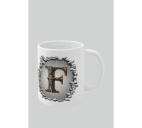 Simply Stunning Mugs Personalised Vintage Letter F & Name Mug - Stylish Gothic 3D Design in White Simply Stunning Mugs White