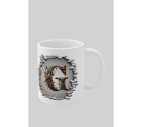Simply Stunning Mugs Personalised Vintage Letter G & Name Mug - Stylish Gothic 3D Design in White Simply Stunning Mugs White