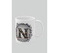 Simply Stunning Mugs Personalised Vintage Letter N & Name Mug - Stylish Gothic 3D Design in White Simply Stunning Mugs White