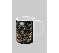 Simply Stunning Mugs Skull & Flames Ceramic Mug - Bold Gift for the Adventurous Dad in White Simply Stunning Mugs White