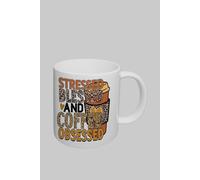 Simply Stunning Mugs Stressed Blessed & Coffee Obsessed Handcrafted Ceramic Mug in White Simply Stunning Mugs White