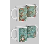 Simply Stunning Mugs Teal Blossom Chinoiserie Mug Set - Elegant Floral & Bird Design - Perfect Gift in White Simply Stunning Mugs White