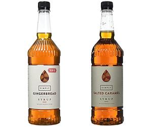 Simply Sugar Free Ginger Bread Syrup, 1 Litre & Salted Caramel, 1 Litre