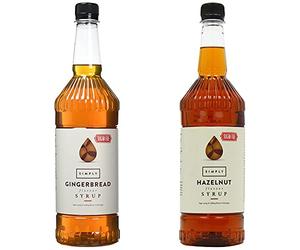 Simply Sugar Free Ginger Bread Syrup, 1 Litre & Sugar Free Hazelnut Syrup 1 Litre