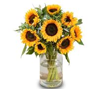 Simply Sunflowers Bouquet with Eucalyptus - Cheerful Fresh Flowers for Any Occasion - Birthday, Just-Because Gifts - Fleur De Luxe UK