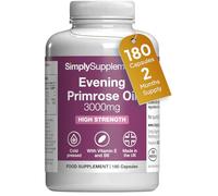 Simply Supplements | Evening Primrose Oil 3000mg | 180 Softgels | UK Made | 2 Month Supply | Contains naturally occurring GLA + Vitamins B6 & E | Contributes to the regulation of hormonal activity