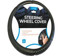 Simply SWC100 Smooth Black With Massage Effect Steering Wheel Cover for Car Interior, Medium Size 37-39cm Diameter, Universal Easy to Fit, Comfortable Grip