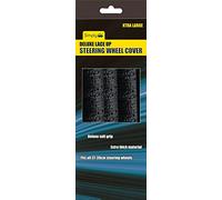 Simply SWC202 Deluxe Lace Up Steering Wheel Cover, SL 41-43cm,Fits Easily, Comfortable to Drive with, Stop Spinning Through Fingers, Black
