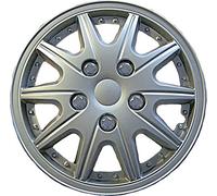 Simply SWT 109 Jazz Wheel Trims, 15 Inches, Set of 4, Universal Fit Hub Caps, Quick & Easy Installation, High-impact Plastid - Silver