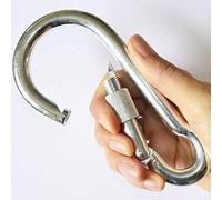 Simply the Best LARGE HARDWARE Carabiner SNAP HOOK Clip with SCREW LOCK ~ 13mm x 160mm Long ~ Working Load: 600kg ~ MEGA STRONG for Sporting Activities and Heavy Duty Jobs (2 Individual Carabiners)