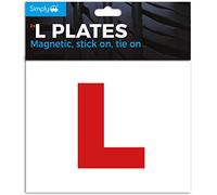 Simply TL2000 Pack of 2, Magnetic/Stick-On/Tie-On Car L-Plates Twin Pack for Learning Drivers, Easy to Attach and Remove, Strong Magnet Strips for Vehicles