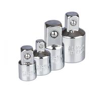 Simply Tools 4-Piece Socket Drive Adaptor Set - Chromium Vanadium Steel, Spring-Loaded Ball Detent, 1/4" F-3/8 M, 3/8" F-1/4 M, 3/8" F-1/2 M, 1/2" F-3/8 M - Polished Chrome, 12 Month Guarantee