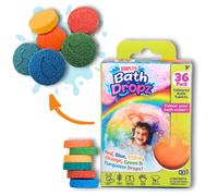 Simply Toys Bath Dropz 36-Piece Colour Bath Tablets for Kids | Handmade, Non-Stain Bath Fizzers in Red, Blue, Yellow, Orange, Green & Turquoise | Fun Sensory Bath Toys for 3+ Year Olds