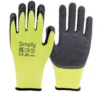 Simply Unisex Plfg001 Polyester Latex Protective Gloves, Black & Yellow, M UK