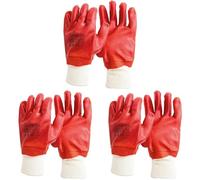Simply Unisex Pvcg003 PVC Protective Gloves, Red, XL UK (Pack of 3)