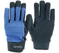 Simply Unisex Slmg003 Synethic Leather Gloves, Black & Blue, XL UK