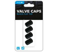 Simply VAL03 Pack of 4 - Black Flat Top Valve Caps - Easy Installation