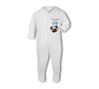 Simply Wall Art - My Best Friend is a Pug! - Baby Grow Suit, 6-12 Months, Girl or Boy, New Born to 24mth White