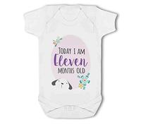 Simply Wall Art - Today I am Eleven Months Old Milestone - Baby Vest, 12-18 Months, Girl or Boy, New Born to 24mth White