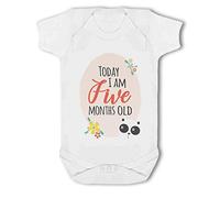 Simply Wall Art - Today I am Five Months Old Milestone - Baby Vest, 6-12 Months, Girl or Boy, New Born to 24mth White
