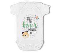 Simply Wall Art - Today I am Four Months Old Milestone - Baby Vest, 3-6 Months, Girl or Boy, New Born to 24mth White