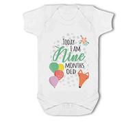 Simply Wall Art - Today I am Nine Months Old Milestone - Baby Vest, 12-18 Months, Girl or Boy, New Born to 24mth White