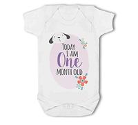 Simply Wall Art - Today I am One Month Old Milestone - Baby Vest, 0-3 Months, Girl or Boy, New Born to 24mth White