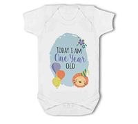 Simply Wall Art - Today I am One Year Old Milestone - Baby Vest, 6-12 Months, Girl or Boy, New Born to 24mth White