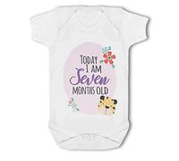 Simply Wall Art - Today I am Seven Months Old Milestone - Baby Vest, 6-12 Months, Girl or Boy, New Born to 24mth White
