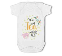 Simply Wall Art - Today I am Ten Months Old Milestone - Baby Vest, 12-18 Months, Girl or Boy, New Born to 24mth White