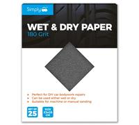 Simply WD0180 Wet & Dry Polishing Paper 180 Grit, Pack of 25, 230mm x 280mm, Perfect for DIY Car Bodywork Repairs, Machine, Manual Sanding, Furniture and Home Improvement