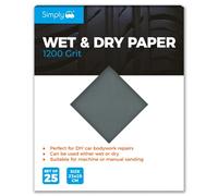 Simply WD1200 Wet & Dry Polishing Paper 1200 Grit, Pack of 25, 230mm x 280mm, Perfect for DIY Car Bodywork Repairs, Machine, Manual Sanding, Furniture and Home Improvement