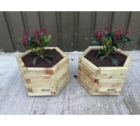 Simply Wood Signature Classic Hexagon Planter - Large X 2