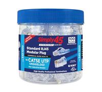 Simply45 Standard WE/SS RJ45 Modular Plugs for 24AWG Cat5e Connector UTP Solid and 28-26 AWG Cat5e/6 UTP Stranded - Blue Tint, 3-Prong Pin Design - 100-Pieces - S45-1000