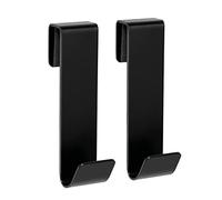 SimplyHooks 3" Shower Hooks, Black, 2 Pack - Towel & Door Hook for Frameless Glass Shower Door 3/8"(10mm)