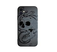 SIMPLYMDRN Slim for iPhone 12 Case - Goth Skull Design - Cool Case for Men - Skulls Art Cover - Slim and Flexible (Fractal Slim Black)
