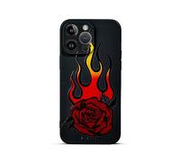 SIMPLYMDRN Slim for iPhone 13 Pro Max Case - Goth Tattoo Design - Cool Case for Men - Streetart Cover - Slim and Flexible (Flaming Petals Black)