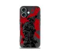 SIMPLYMDRN Slim for iPhone 16 Plus Case - Warrior Design - Cool Case for Men - Fighter Soldier Case - Slim and Flexible (Merciless Black)