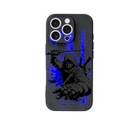 SIMPLYMDRN Slim for iPhone 16 Pro Case - Warrior Design - Cool Case for Men - Fighter Assassin Case - Slim and Flexible (Azure Black)
