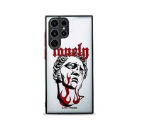 SIMPLYMDRN Tough for Samsung S23 Ultra Case - Tattoo Design - Cool Case for Men - Minimalist Artwork Case - Slim and Flexible (Lonely Tough Black)