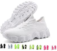Simplysnug Shoes, Women's Mesh Lace Up Lightweight Low Top Sneakers, Casual Tennis Shoes, Slip on Tennis Walking Shoes (8,White)