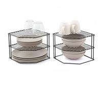 simplywire - 3 Tier Plate Racks - Pack of 2 Kitchen Cupboard Organisers - Black