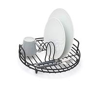 simplywire - Circular Dish Drainer - Round Sink Drying Rack - Black Plastic Coated Steel