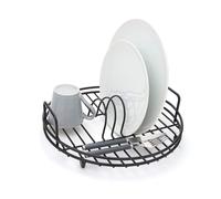 simplywire - Circular Dish Drainer - Round Sink Drying Rack - Black Plastic Coated Steel